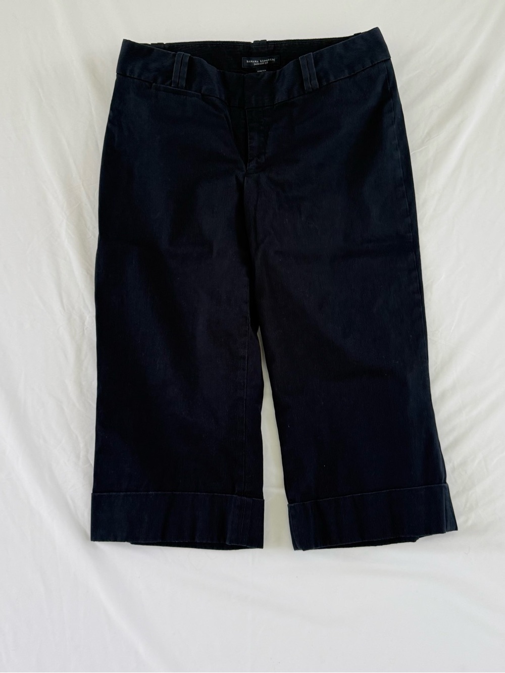 Banana Republic Navy Textured Cotton Wide Leg Cropped Pants Capris Culottes 8